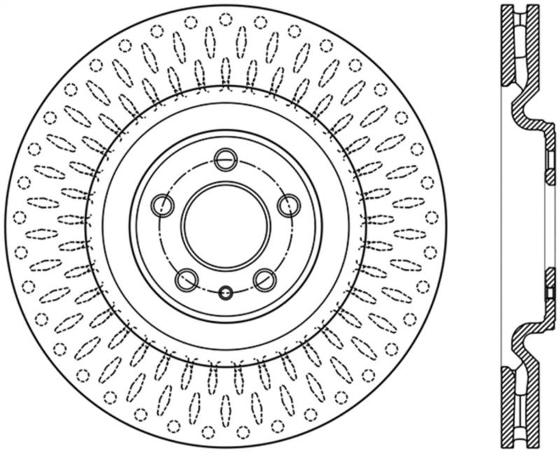 StopTech Premium High Carbon 13-14 Ford Mustang/Shelby GT500 Right Front Disc Slotted Brake Rotor 126.61106SR Main Image