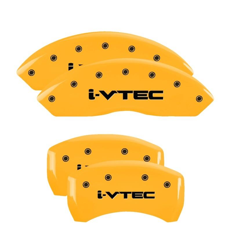 MGP 4 Caliper Covers Engraved Front & Rear I-Vtec Yellow Finish Black Char 2019 Acura RDX 39024SIVTYL Main Image