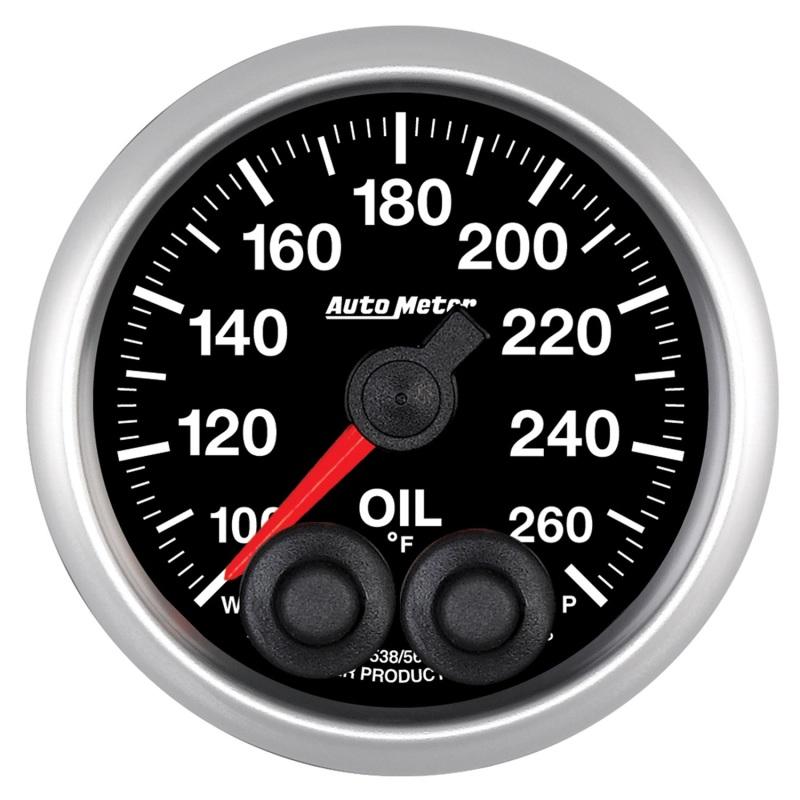 Autometer Elite 52mm 100-260 Deg F Oil Temp Peak & Warn w/ Electronic Control Gauge 5638 Main Image