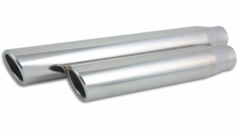 Vibrant 4" Round Stainless Steel Tip (Single Wall, Angle Cut) - 2.5" inlet, 18