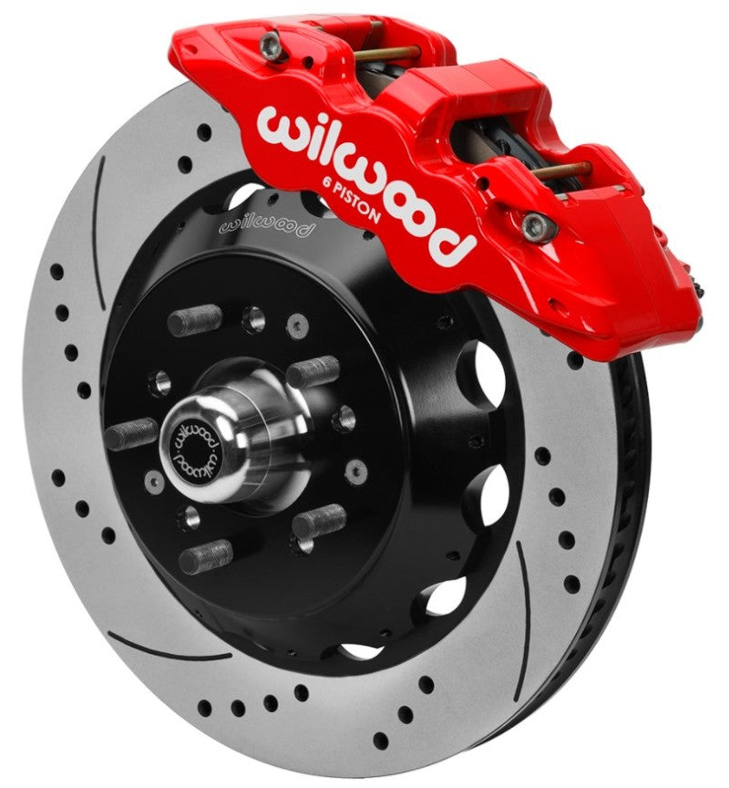 Wilwood 70-81 FBody/75-79 A&XBody AERO6 Frt BBK 14in D/S Rtr Red Calipers Use w/ Pro Drop Spindle 140-16197-DR