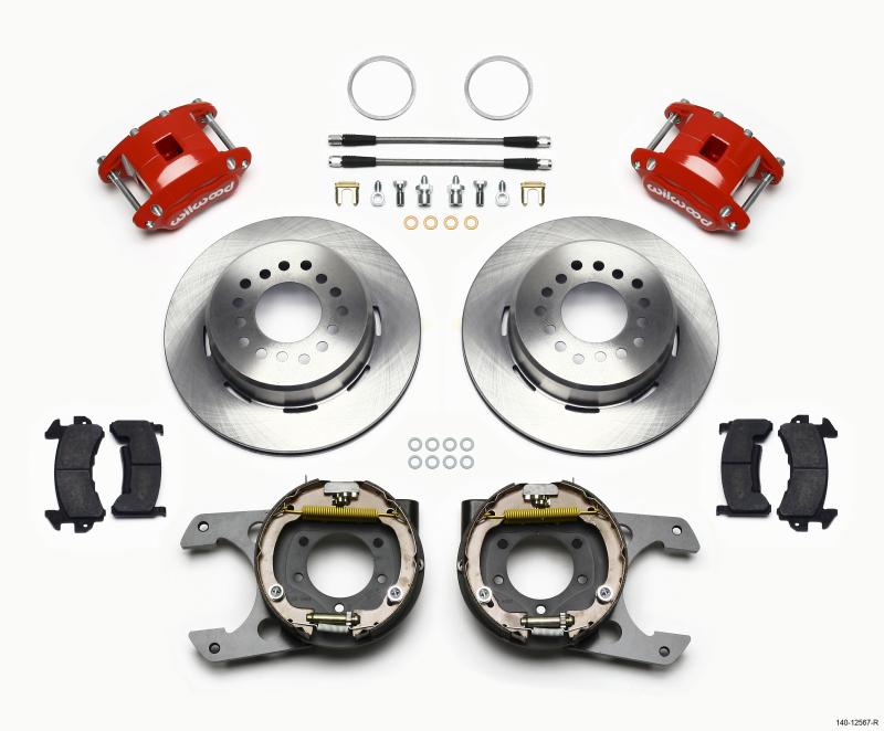 Wilwood D154 P/S Park Brake Kit Red Jeep Dana 35 2.56 Off 5-lug w/ lines 140-12567-R Main Image