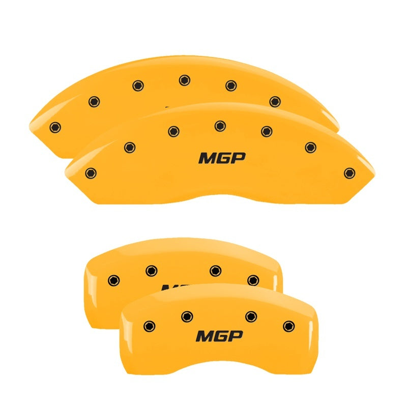 MGP 4 Caliper Covers Engraved Front & Rear MGP Yellow Finish Black Char 2010 Infiniti G37 37008SMGPYL