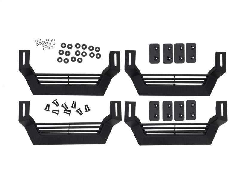 Rampage 1999-2019 Jeep Rock Rail Short Step Universal 4 Piece Set - Black 26410034