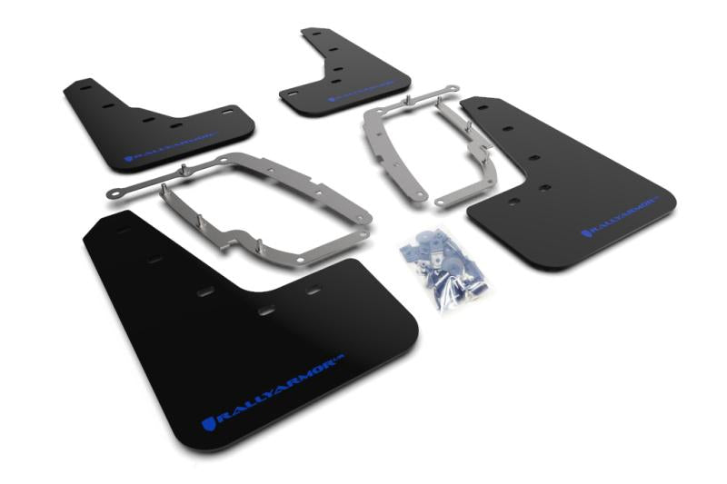 Rally Armor 17+ Tesla Model 3 UR Black Mud Flap w/ Blue Logo MF62-UR-BLK/BL Main Image