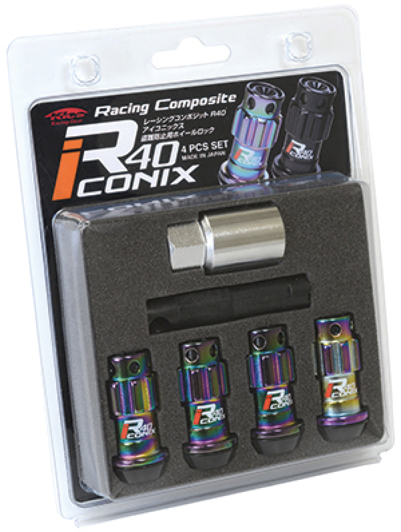 Project Kics 12X1.50 R40 Iconix Neochrome Lug Nut Lock Set - 4 WYIF41NK