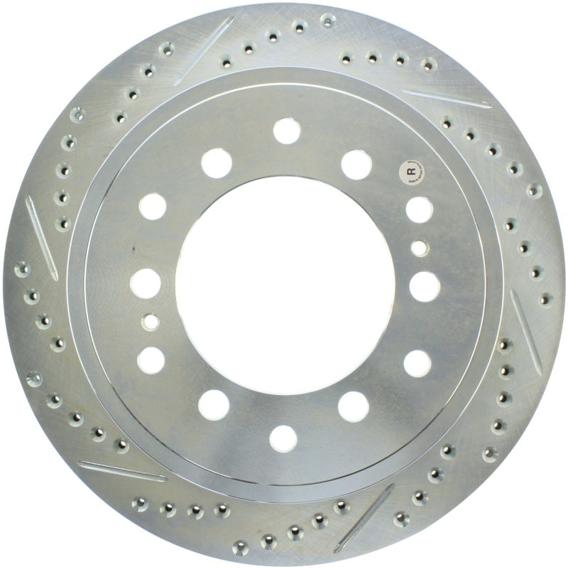 StopTech 10-19 Lexus GX / Toyota 4Runner Select Sport Slotted & Drilled Rear Right Rotor 227.44175R