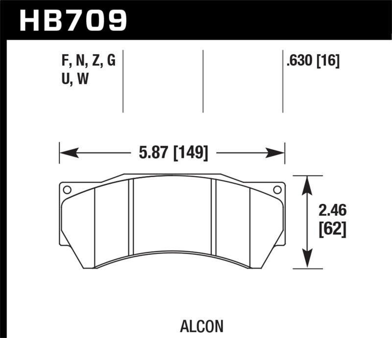 Hawk DTC-80 Alcon Mono6 (Model 4497) Race Brake Pads HB709Q.630 Main Image