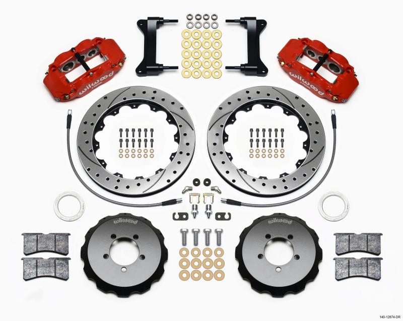 Wilwood Narrow Superlite 6R Front Hat Kit 13.06in Drilled Red 1999-2012 Subaru WRX w/Lines 140-12874-DR Main Image