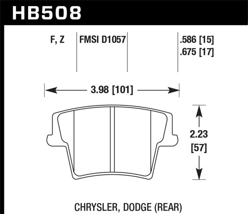 Hawk 05-10 Chrysler 300 (except SRT8) / 08-10 Dodge Challenger SE/RT HPS 5.0 Brake Pads HB508B.675 Main Image