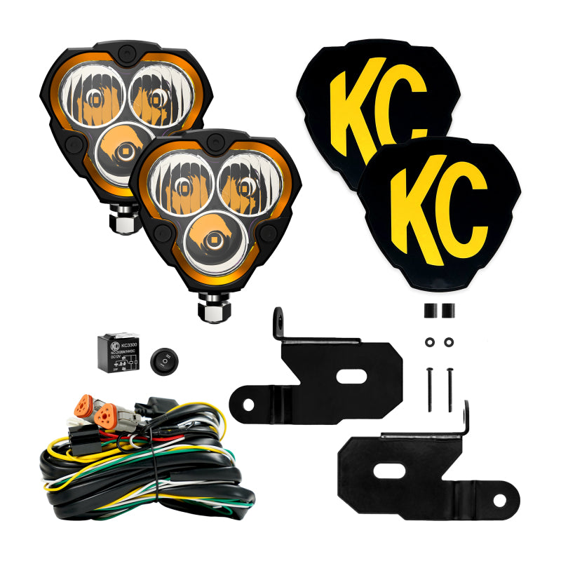 KC HiLiTES FLEX ERA 3 Vehicle Light System Kit Jeep JL/JT Combo Beam and A-Pillar Bracket 97129