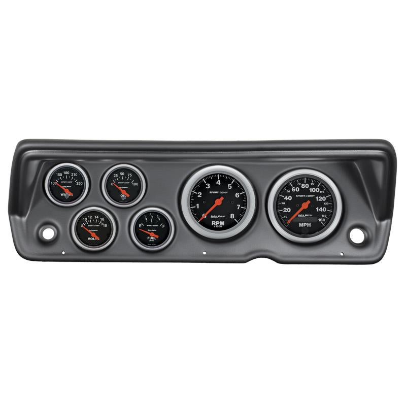 Autometer Sport-Comp 70-76 Duster/ Demon/ Dart Dash Kit 6pc Tach / MPH / Fuel / Oil / WTMP / Volt 7031-SC Main Image