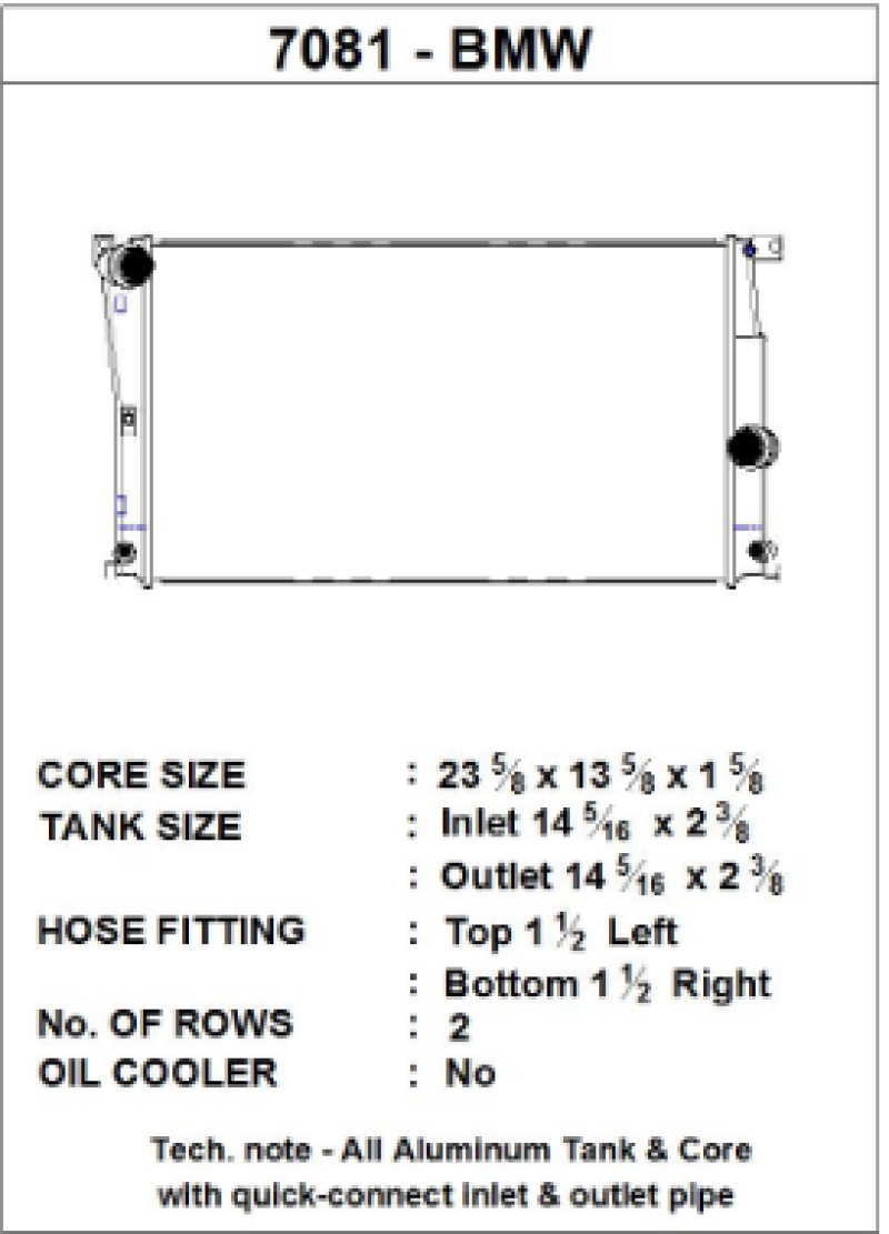 CSF BMW 2 Seires (F22/F23) / BMW 3 Series (F30/F31/F34) / BMW 4 Series (F32/F33/F36) A/T Radiator 7081 Main Image