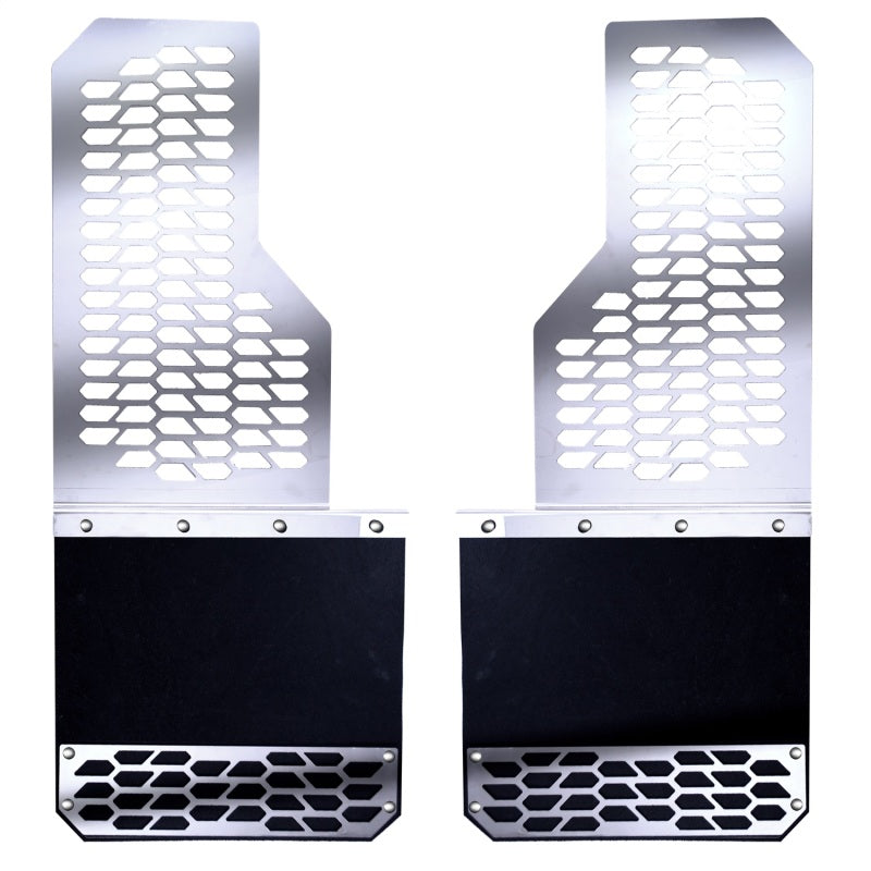 Putco 17-20 Ford SuperDuty - Set of 2 (Excl Dually Rear) Mud Skins - Polished SS w/ Hex Shield 78030