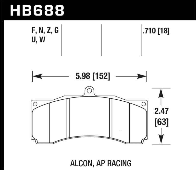 Hawk AP Racing/Alcon HPS 5.0 Brake Pads HB688B.710 Main Image