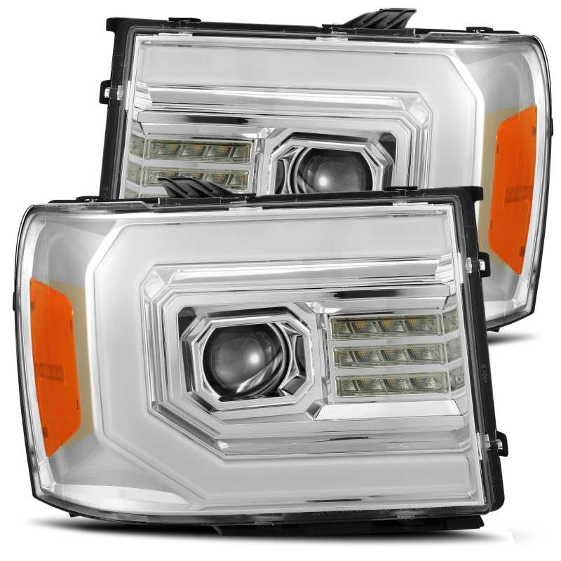 AlphaRex 07-13 GMC 1500HD PRO-Series Projector Headlights Plank Style Chrm w/Activ Light/Seq Signal 880604 Main Image