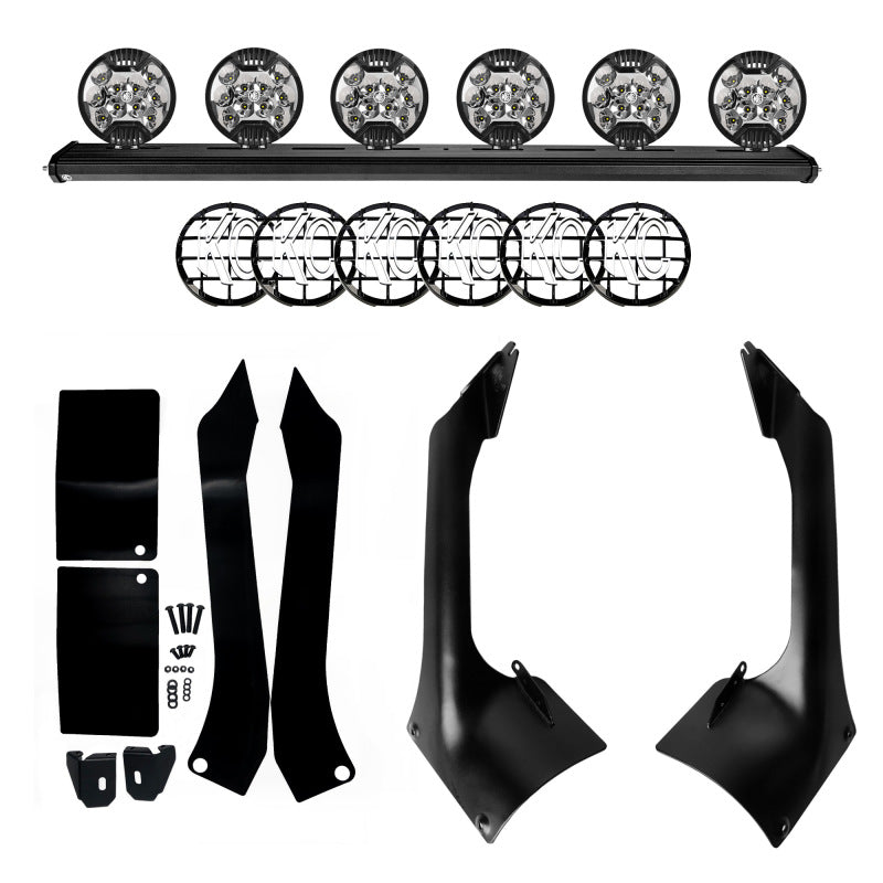 KC HiLiTES 18-21 Jeep JL/JT 50in. Overhead Xross Bar Kit w/(6) SlimLite LED Lights 300W - Black 97062