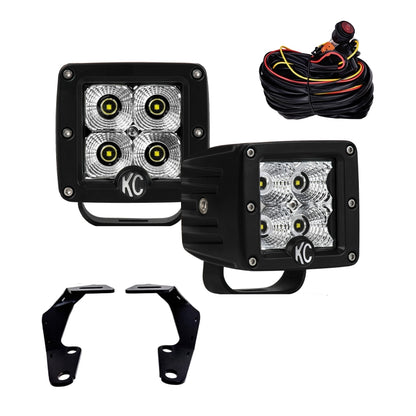 KC HiLiTES 10-19 Toyota 4Runner Pillar/Ditch Mount Light Kit w/3in. C3 LED Flood Beam Lights 97071