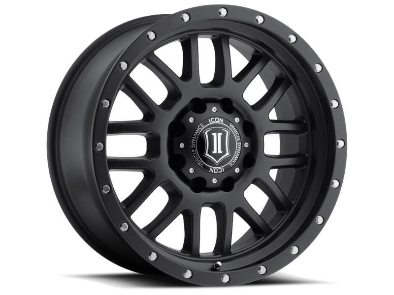 ICON Alpha 20x9 8x180 12mm Offset 5.5in BS 125.2mm Bore Satin Black Wheel 1220908955SB Main Image