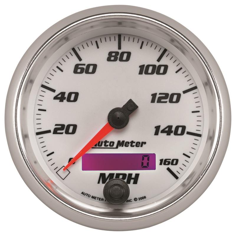 Autometer Pro-Cycle Gauge Speedometer 3 3/8in 160Mph Elec. Programmable White 19789 Main Image