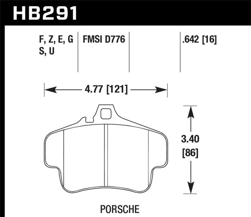 Hawk 99-00 Porsche 911 Carrera Carrera 2 Series 4 Piston Caliper HPS 5.0 Front Brake Pads HB291B.642 Main Image