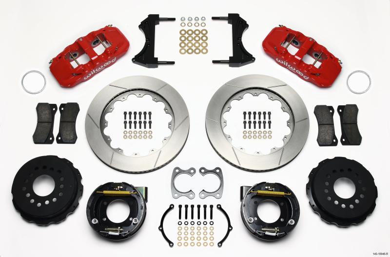 Wilwood AERO4 Rear P-Brake Kit 14.00in Red Small Ford 2.66in Offset 140-10946-R Main Image