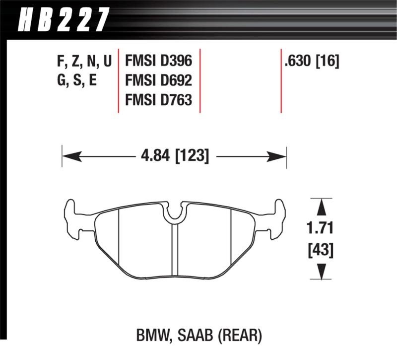 Hawk 92-98 BMW 318i DTC-30 Race Rear Brake Pads HB227W.630 Main Image