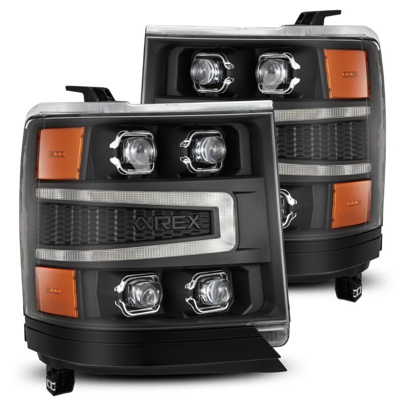 AlphaRex 16-18 Chevy 1500HD NOVA-Series LED Proj Headlights BK w/Actv Lgt/SeqSig & DRL (Req 810023) 880237