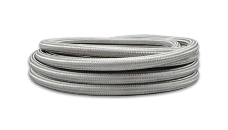 Vibrant 5ft Roll of Stainless Steel Braided Flex Hose; AN Size: -12; Hose ID 0