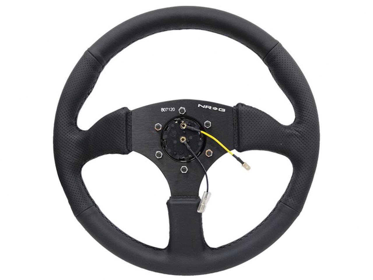 NRG Reinforced Steering Wheel- 350mm Sport Leather Racing (2.5" Deep)