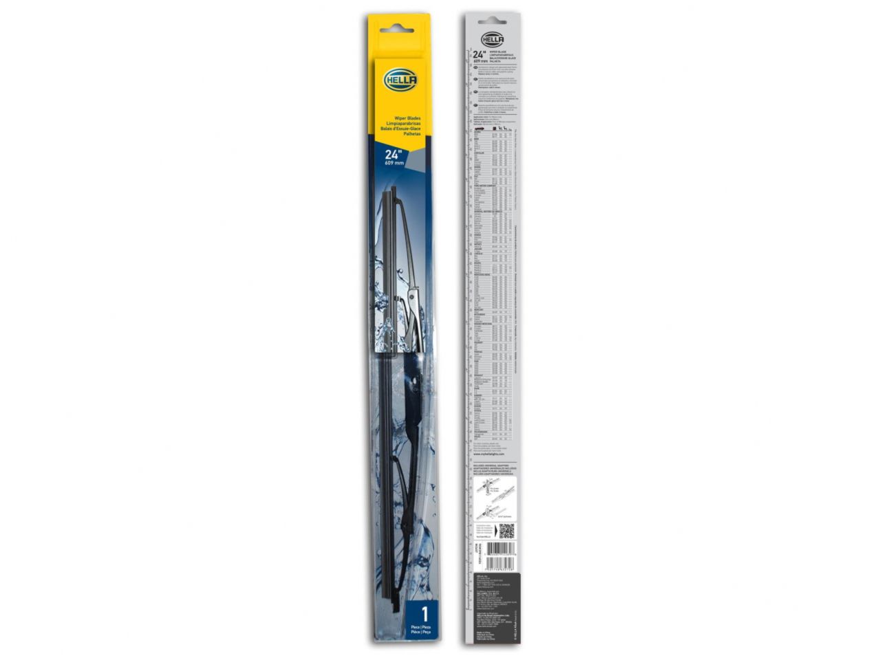 Hella Wiper Blade, Standard, Black Steel Frame, Black Rubber Blade, 24 In.