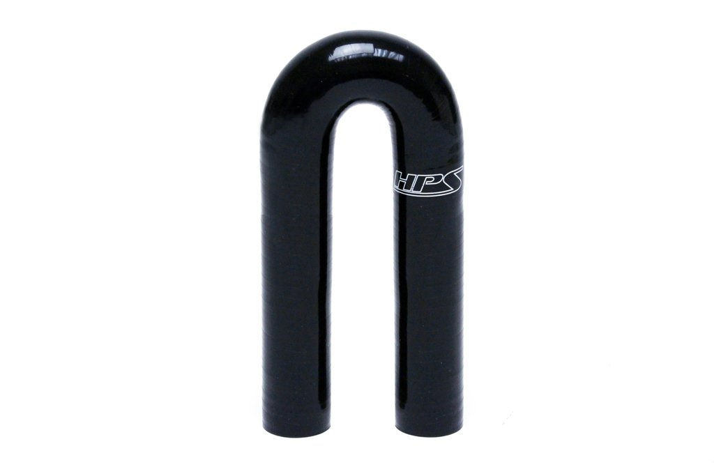 HPS 3/4" ID, Silicone 180 Degree U Bend Elbow Coupler Hose, High Temp 4-ply Reinforced, Black, 19mm ID