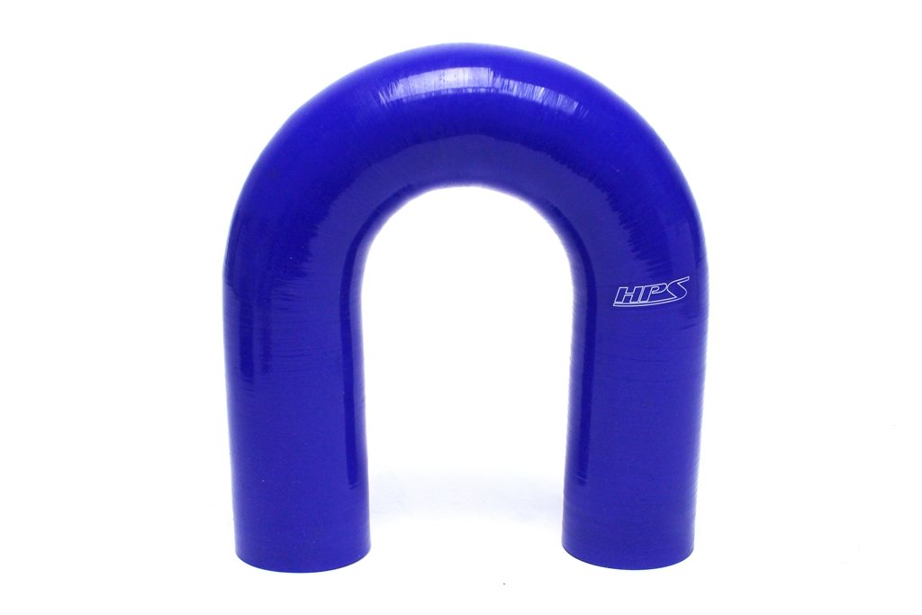 HPS 2-1/2" ID, Silicone 180 Degree U Bend Elbow Coupler Hose, High Temp 4-ply Reinforced, Blue, 63mm ID