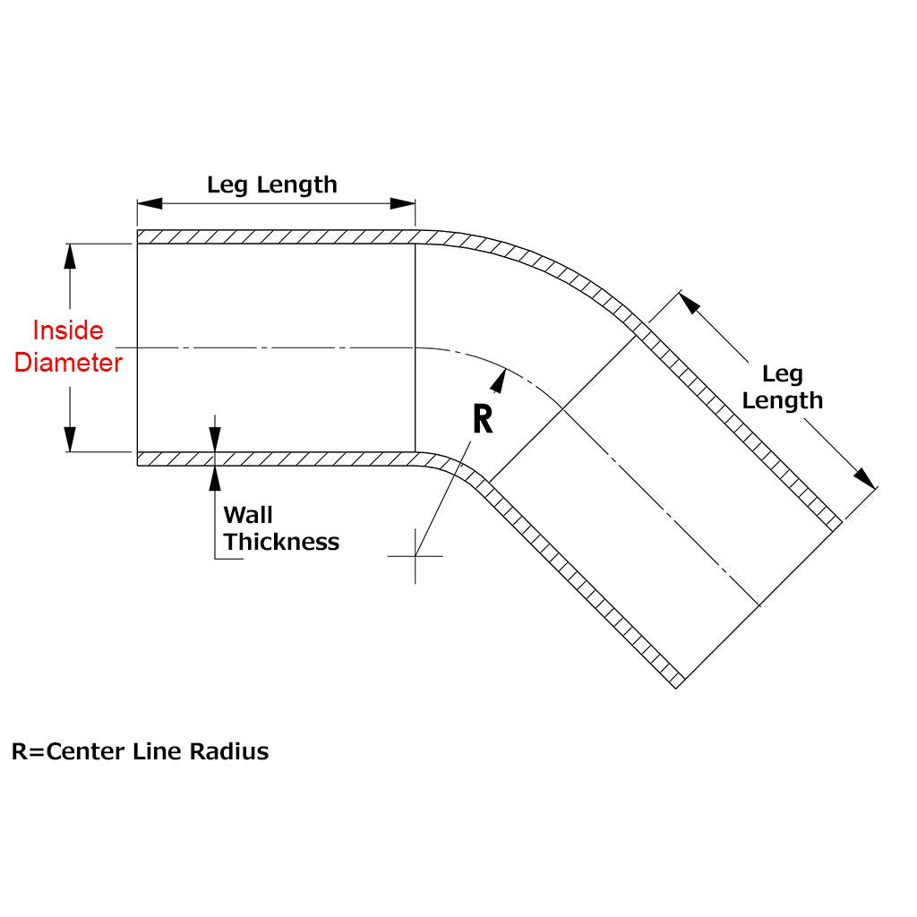 HPS 4-1/2" ID, Silicone 45 Degree Elbow Coupler Hose, High Temp 4-ply Reinforced, Black, 114mm ID