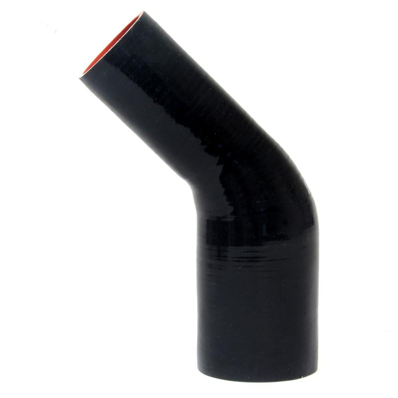 HPS 5/8" - 7/8" ID, Silicone 45 Degree Elbow Reducer Coupler Hose, High Temp 4-ply Reinforced, Black, 16mm - 22mm ID