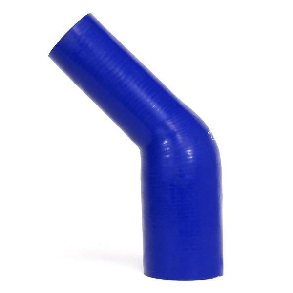 HPS 1" - 1-1/2" ID, Silicone 45 Degree Elbow Reducer Coupler Hose, High Temp 4-ply Reinforced, Blue, 25mm - 38mm ID