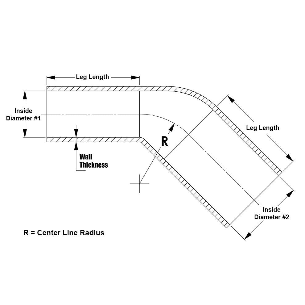 HPS 2-1/2" - 4" ID, Silicone 45 Degree Elbow Reducer Coupler Hose, High Temp 4-ply Reinforced, Blue, 63mm - 102mm ID