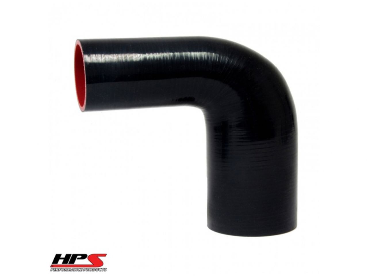 HPS 2-3/4" - 4" ID, Silicone 90 Degree Elbow Reducer Hose, High Temp 4-ply Reinforced, Black, 70mm - 102mm ID