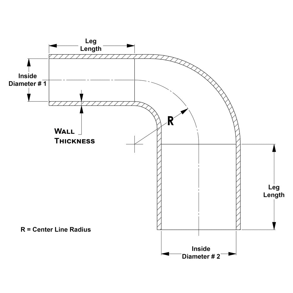 HPS Performance Products HPS 1-1/2" - 2" ID, Silicone 90 Degree Elbow Reducer Hose, High Temp 4-ply Reinforced (38mm - 51mm)