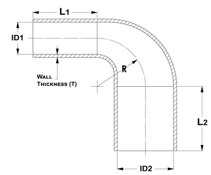 HPS 1-1/4" - 1-3/8" ID, Silicone 90 Degree Elbow Reducer Hose, High Temp 4-ply Reinforced, Black, 32mm - 35mm ID