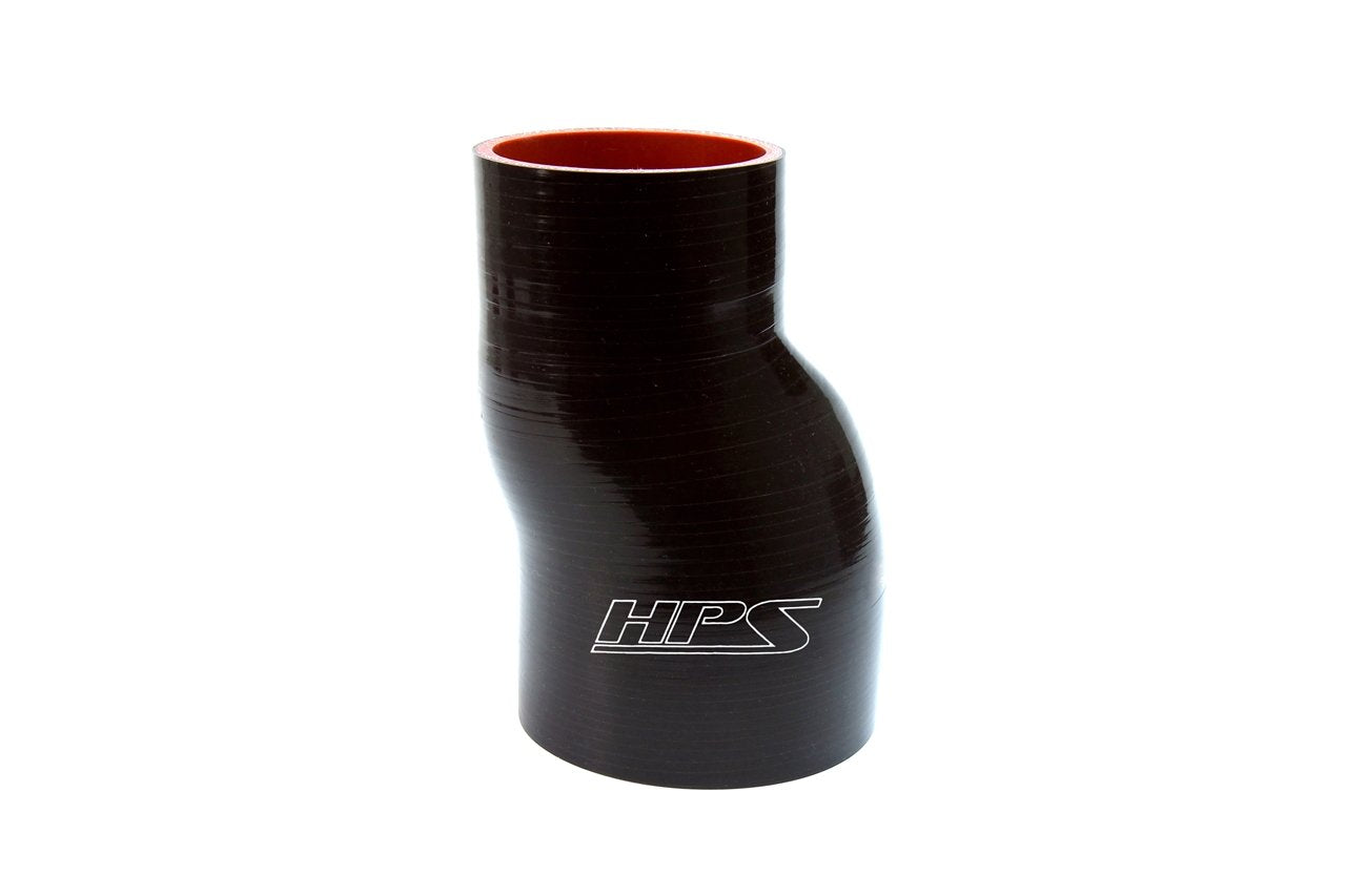 HPS 2-1/2" - 3" ID, 6" Length, Silicone Offset Straight Reducer Coupler Hose, High Temp 4-ply Reinforced, 63mm - 76mm ID, Black