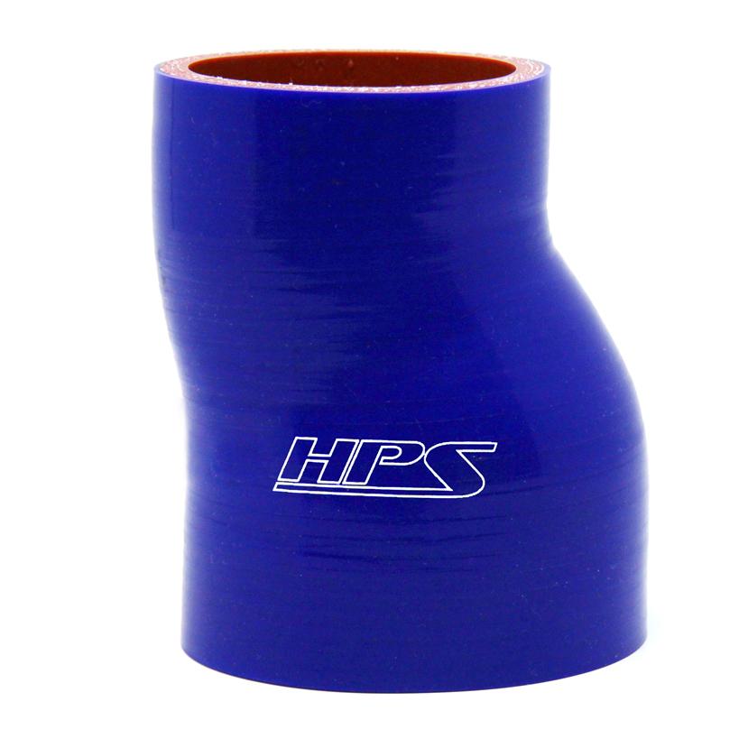 HPS 3-1/2" - 4" ID, 4" Length, Silicone Offset Straight Reducer Coupler Hose, High Temp 4-ply Reinforced, 89mm - 102mm ID, Blue