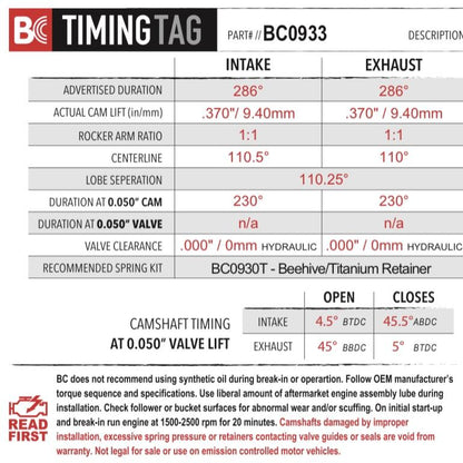 Brian Crower Can-Am X3 (17-up) Stage 4 Drag Cam Profile BC0933 *Discontinued