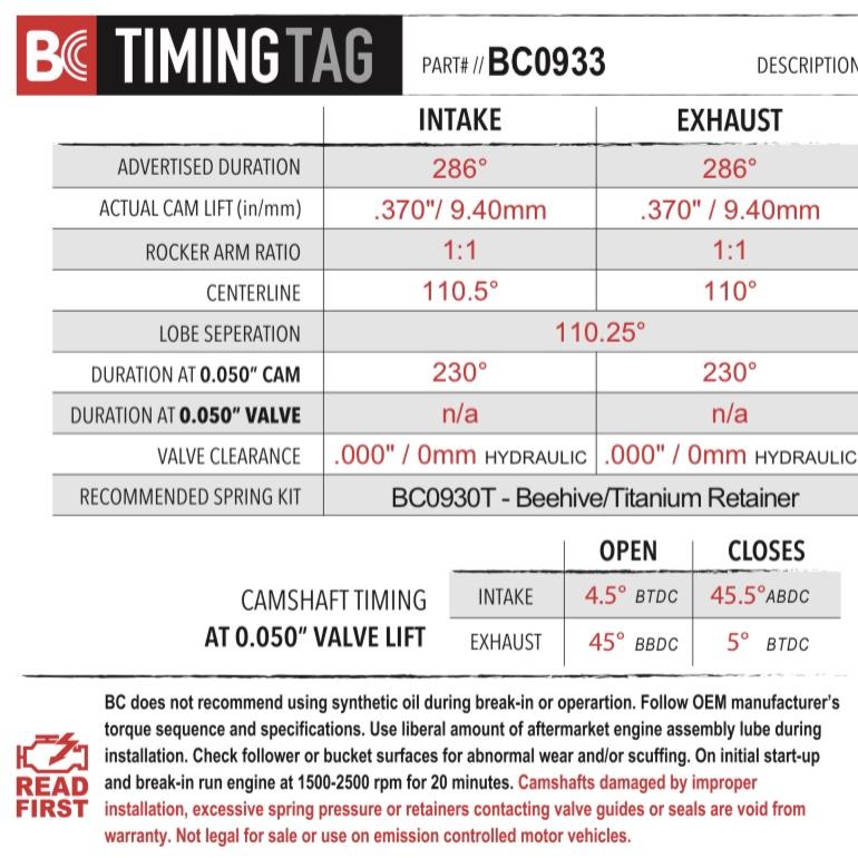 Brian Crower <b>BC0933</b> - Can-Am X3 (17-up) Stage 4 Drag Cam Profile