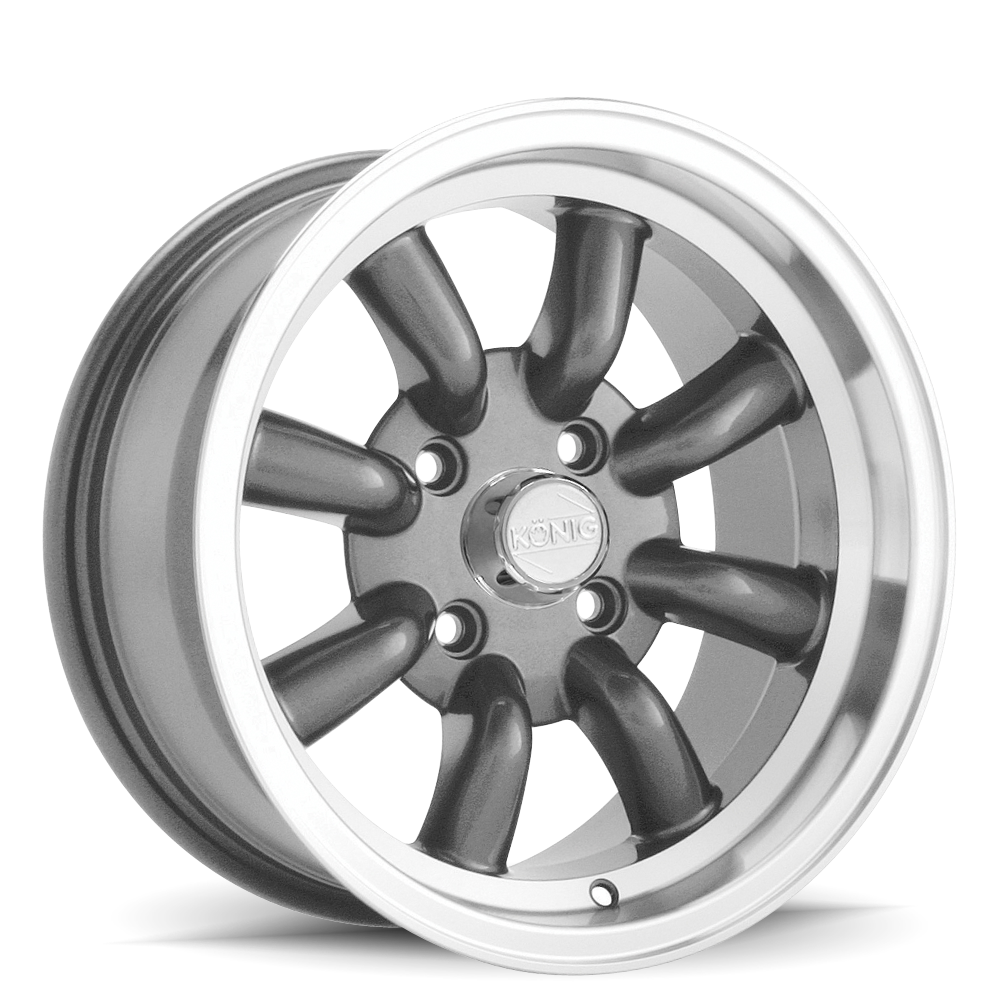 Konig Rewind Wheel Graphite W/ Machine Lip 15X7 +20 4X100