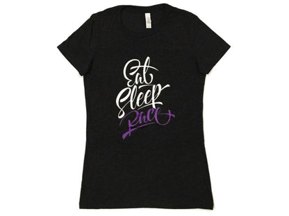 Eat Sleep Race Grey/Purple Ladies Script Shirt