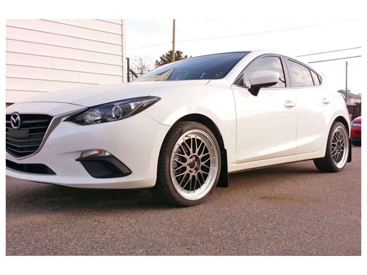 Rally Armor 2014+ Mazda3/Mazdaspeed3 UR Black Mud Flap w/ White Logo