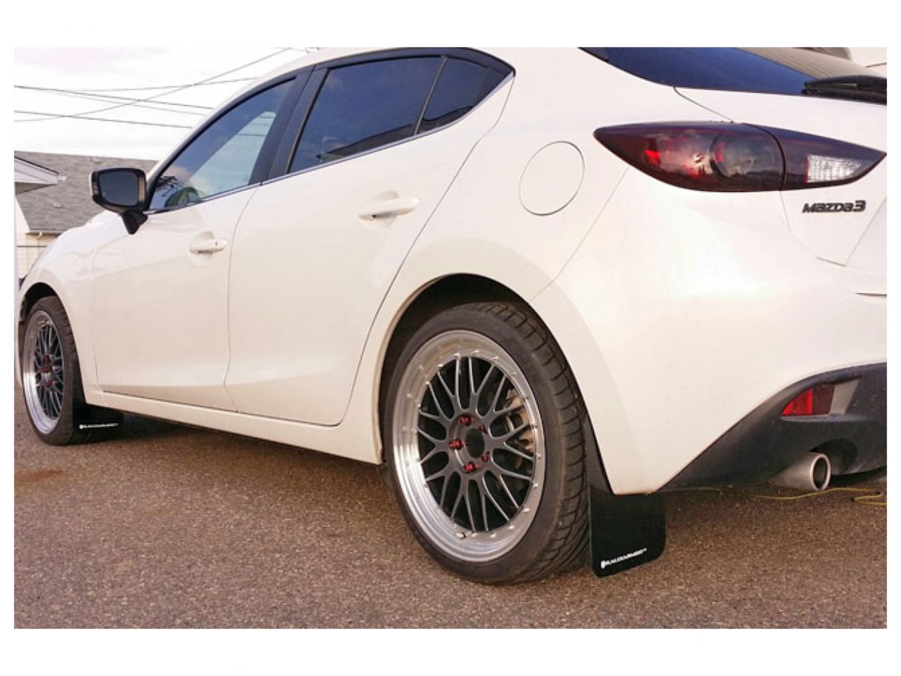 Rally Armor 2014+ Mazda3/Mazdaspeed3 UR Black Mud Flap w/ White Logo