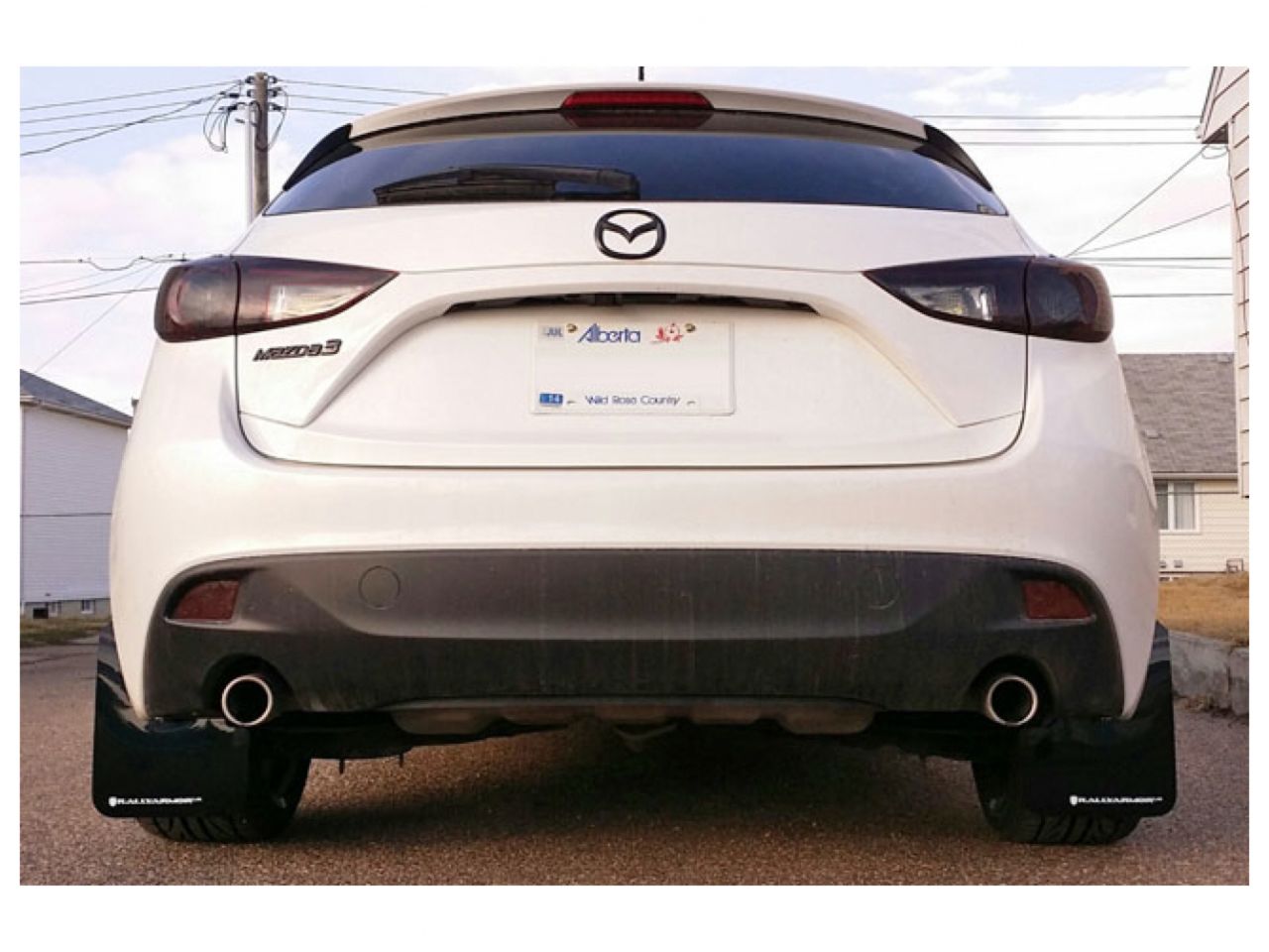 Rally Armor 2014+ Mazda3/Mazdaspeed3 UR Black Mud Flap w/ White Logo