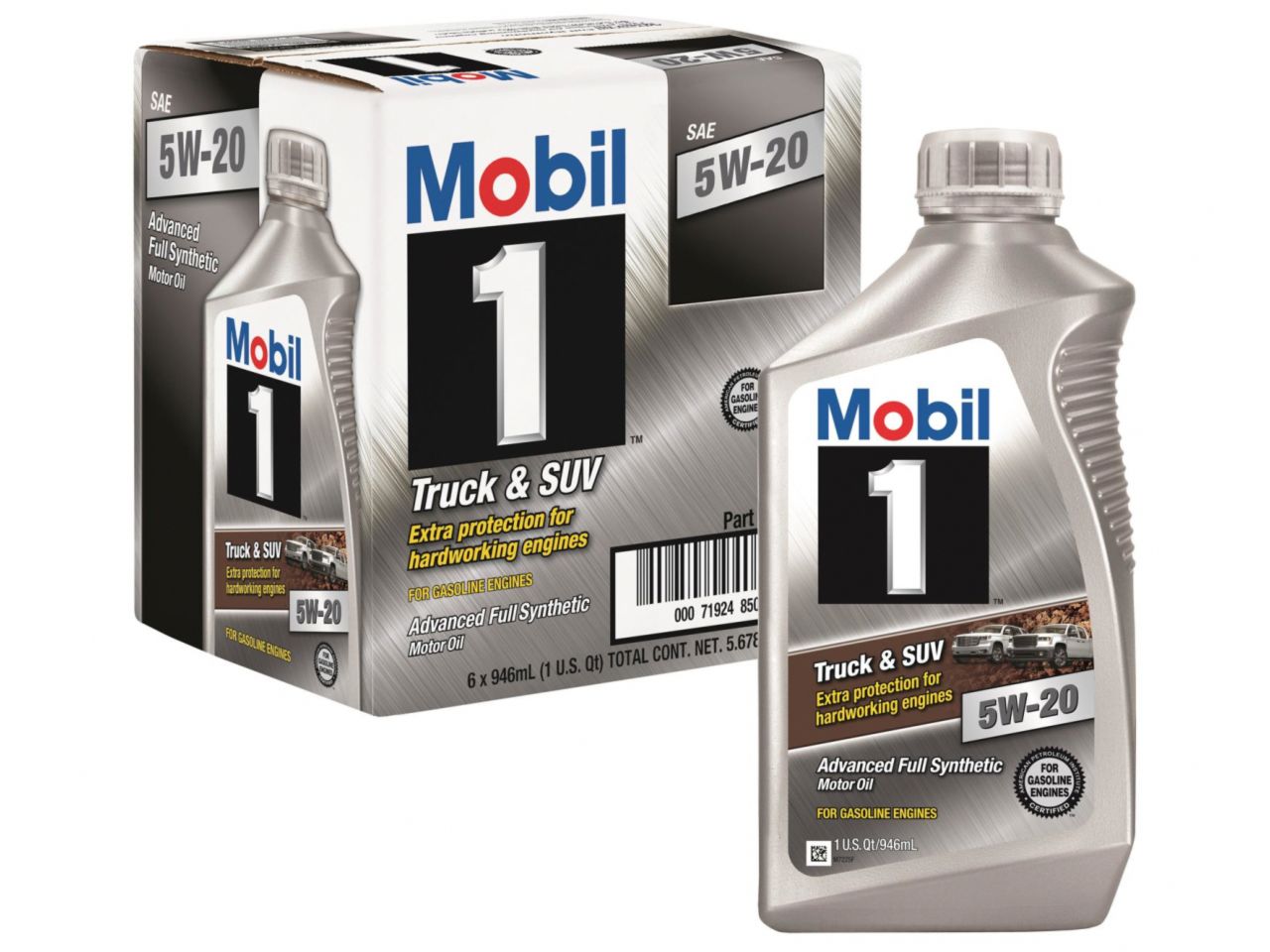 Mobil Motor Oil, Truck and SUV, Synthetic, 5W20, 1 Qt., Set Of 6